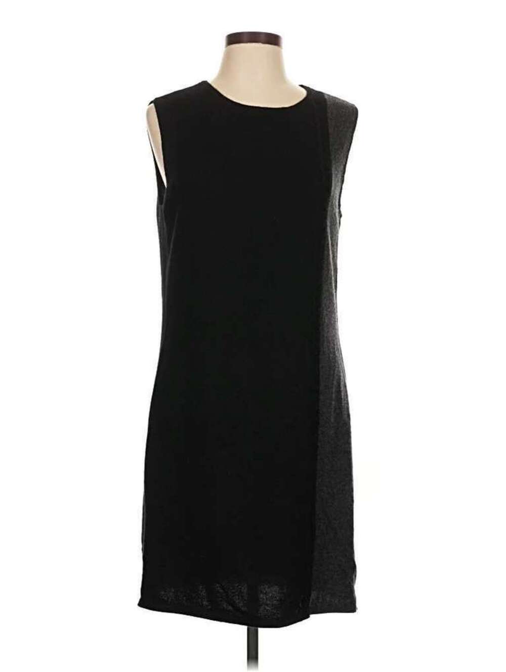 Magaschoni Large $350 Black Gray 100% Cashmere Sleeveless Shift Dress